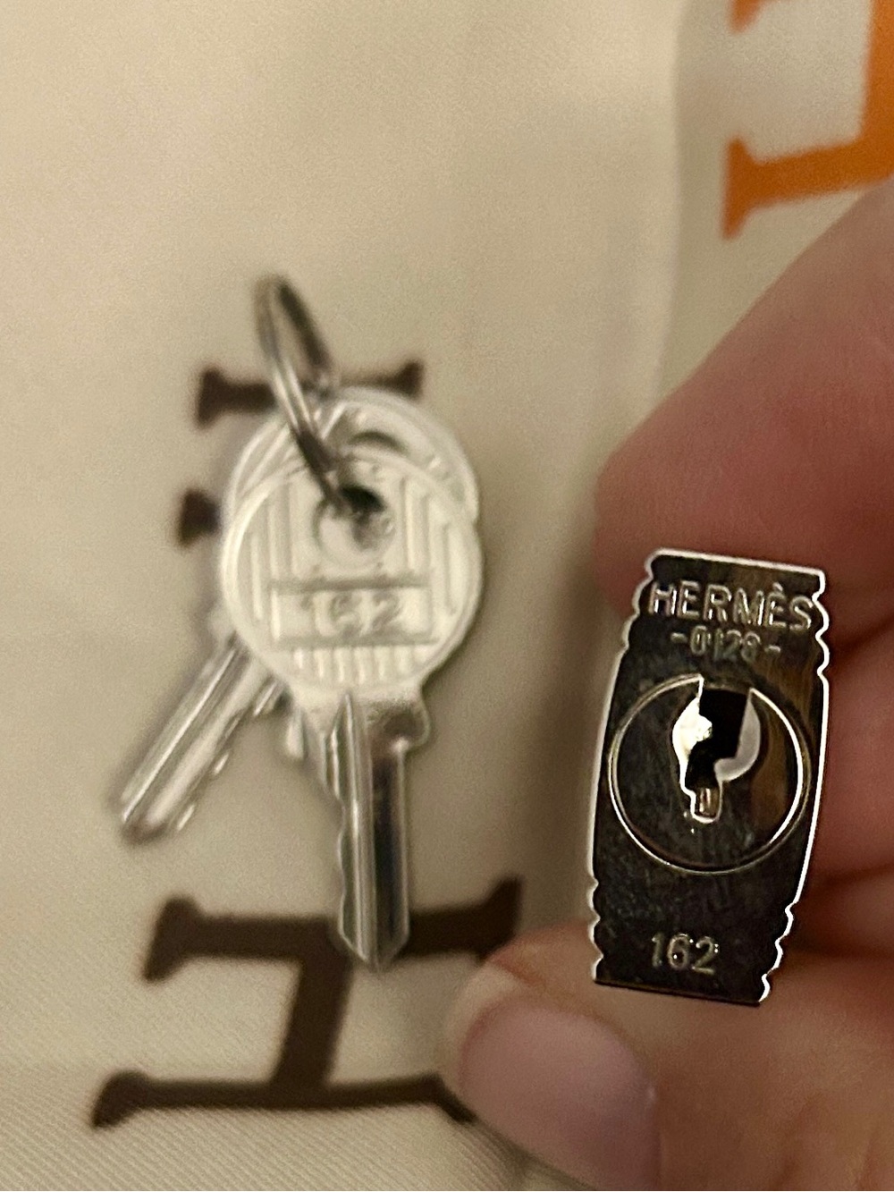 Auth HERMES Silver Cadena Padlock set! Bundled with Tote, shopper, & Scarf - Picture 16 of 16